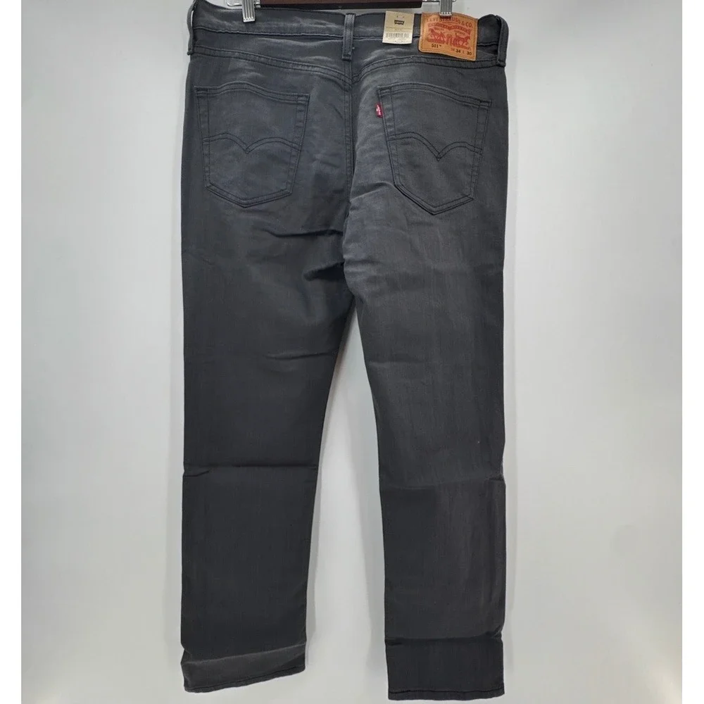 Levi's 511 Slim Fit Jeans Men 34x30 Charcoal Gray Denim Stretch Comfort Mid Rise